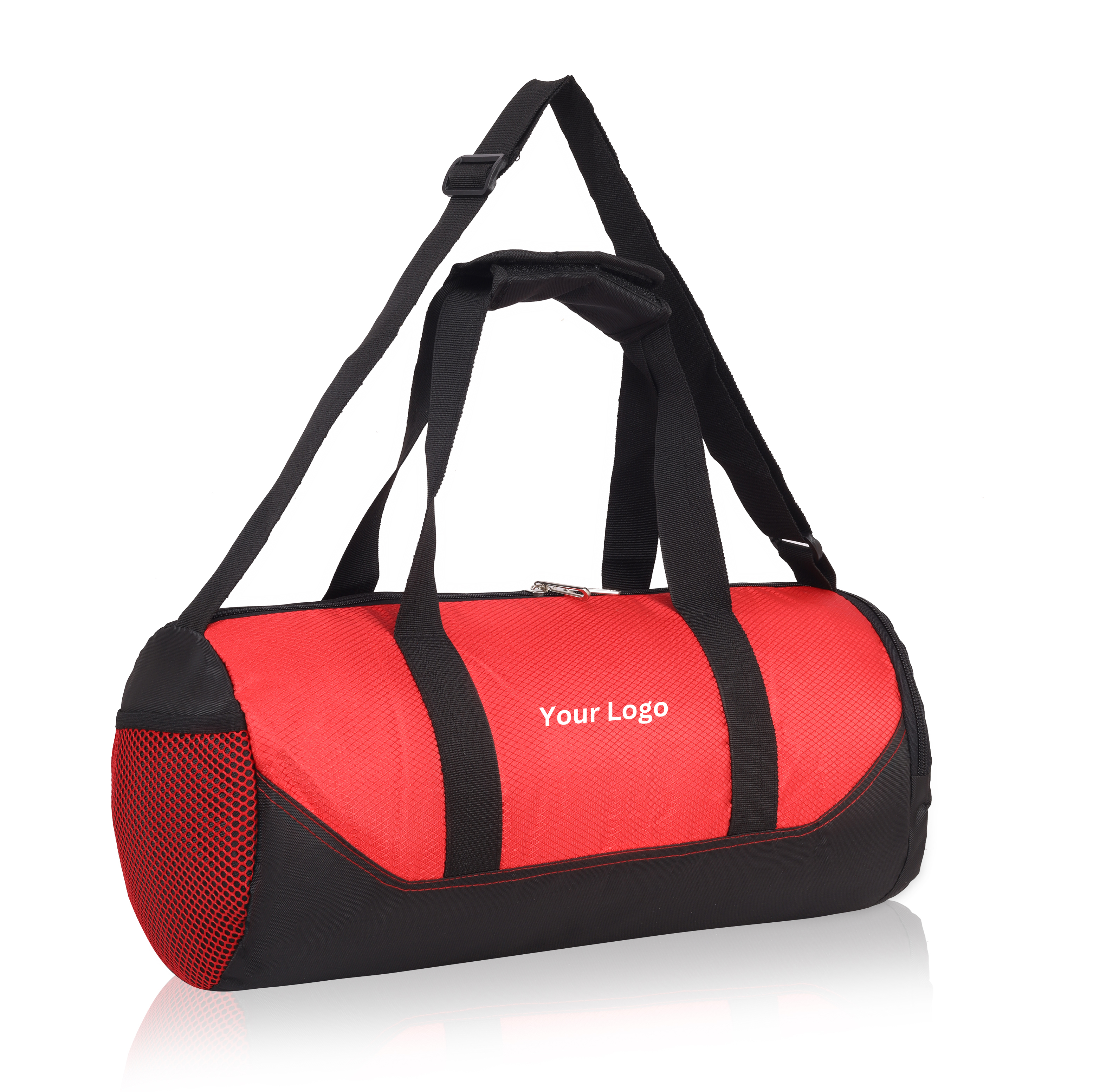 Drawstring top with elastic loop closure and textured interior padding.